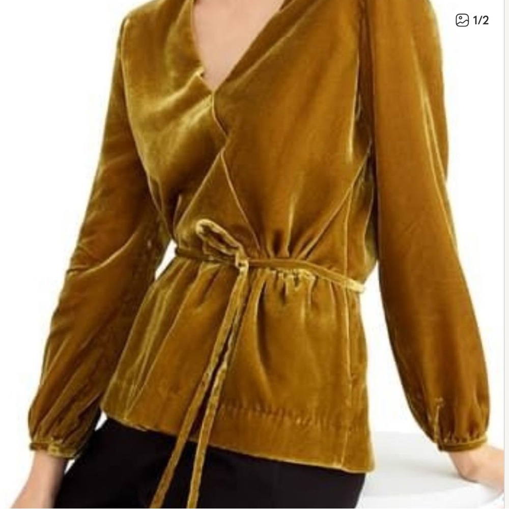 J. Crew Velvet‎ Faux Wrap Long Sleeve Top